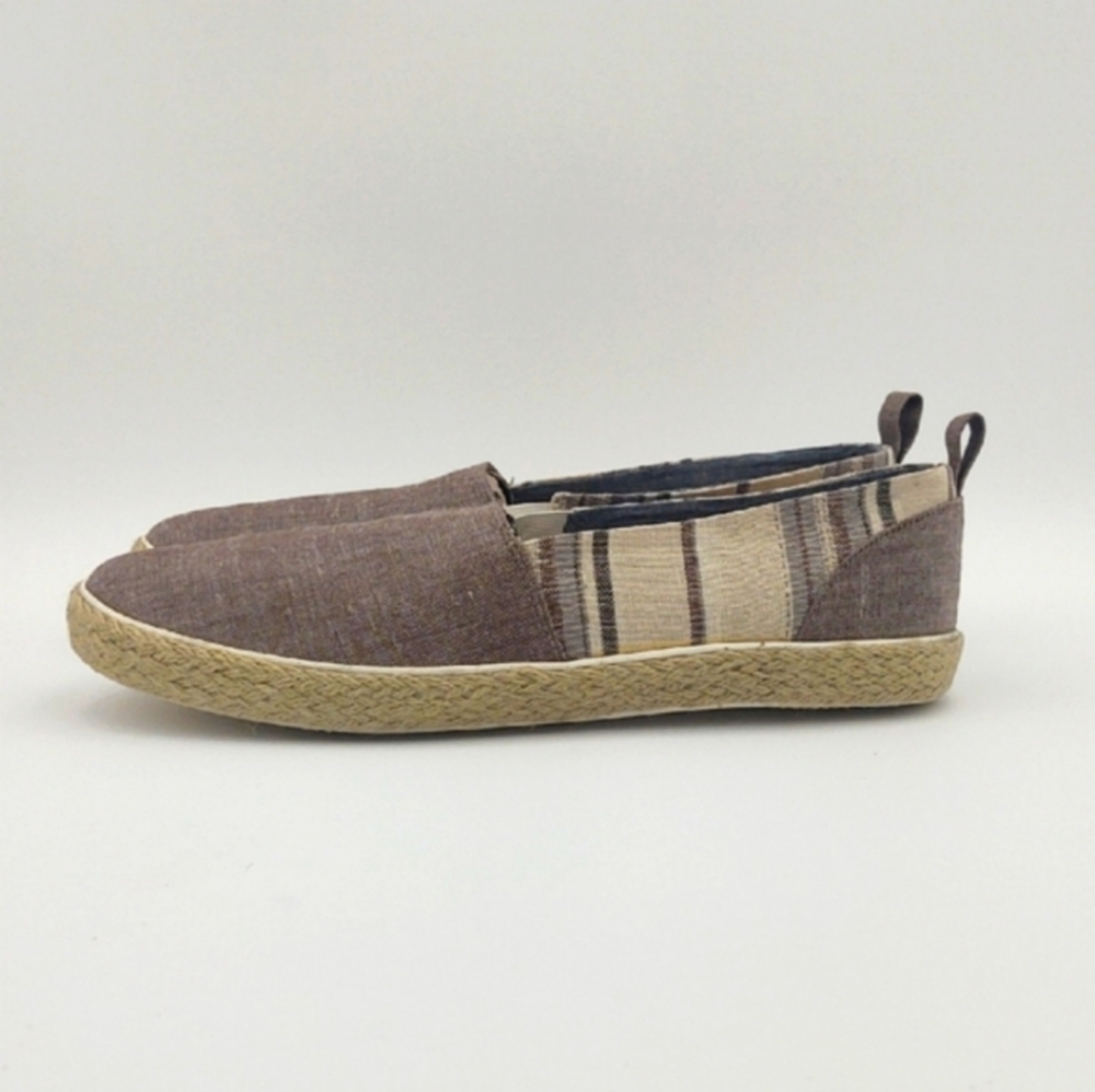 Men's Espadrilles Slip On Brown Neutral Cotton 10.5 Beach Lounge Resort Coastal